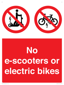 No e-scooters or electric bikes